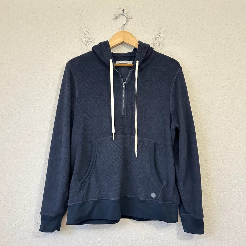 OUTERKNOWN Hightide Hoodie Navy Blue Terry Cloth 1/4 Zip Pullover Sports